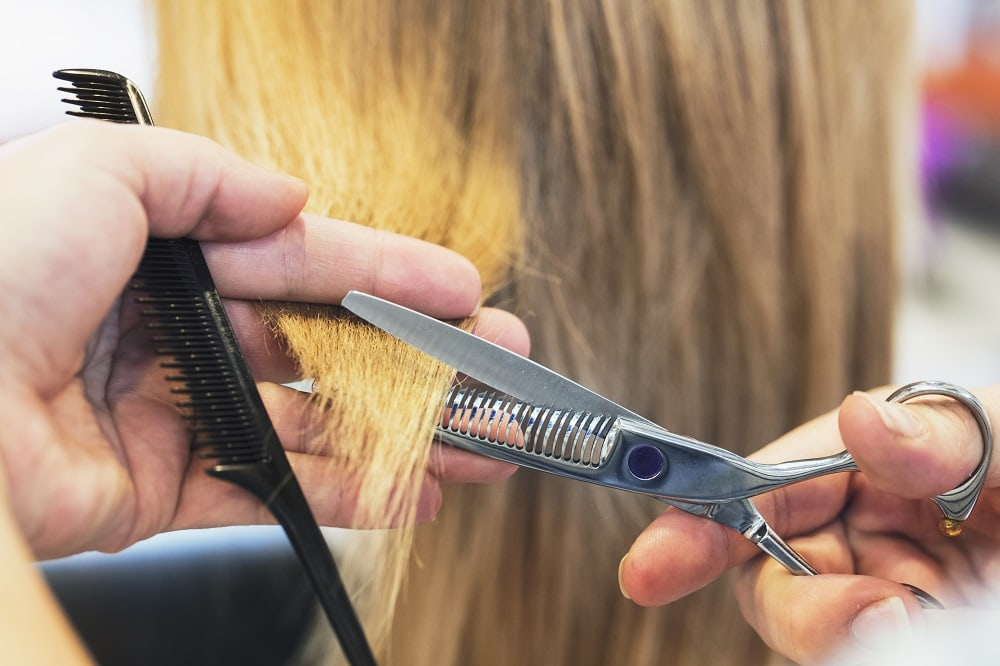 how to use thinning shears on long hair